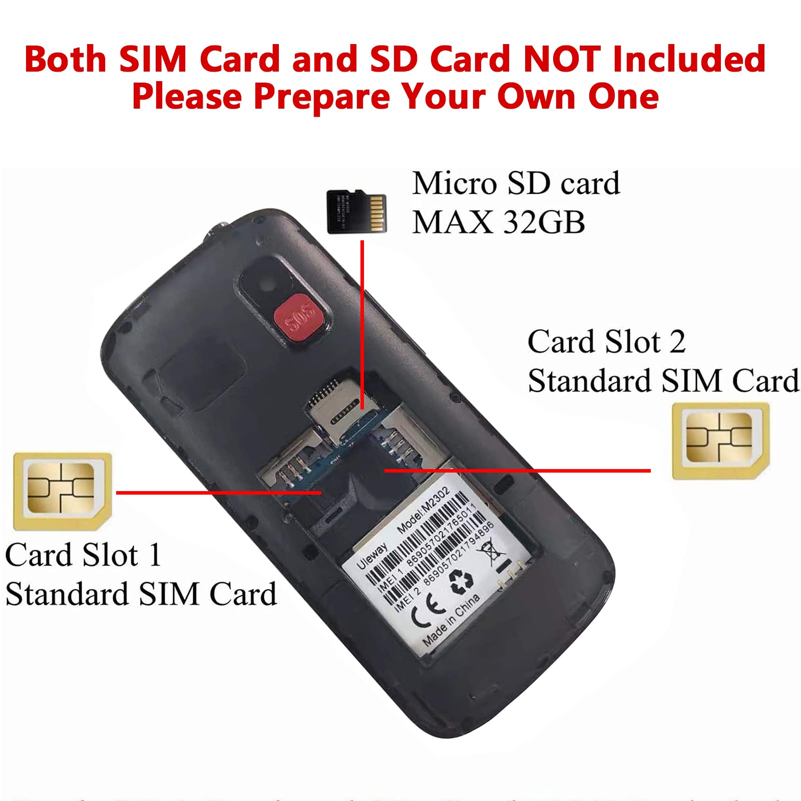 CHAKEYAKE Seniorenhandy mit Großen Tasten und Mobiltelefon Ohne Vertrag,2,4 Zoll LCD|Hörgeräte Kompatibel|SOS-Funktion|Dual SIM Handy |Ladestation|Taschenlampe -Grün