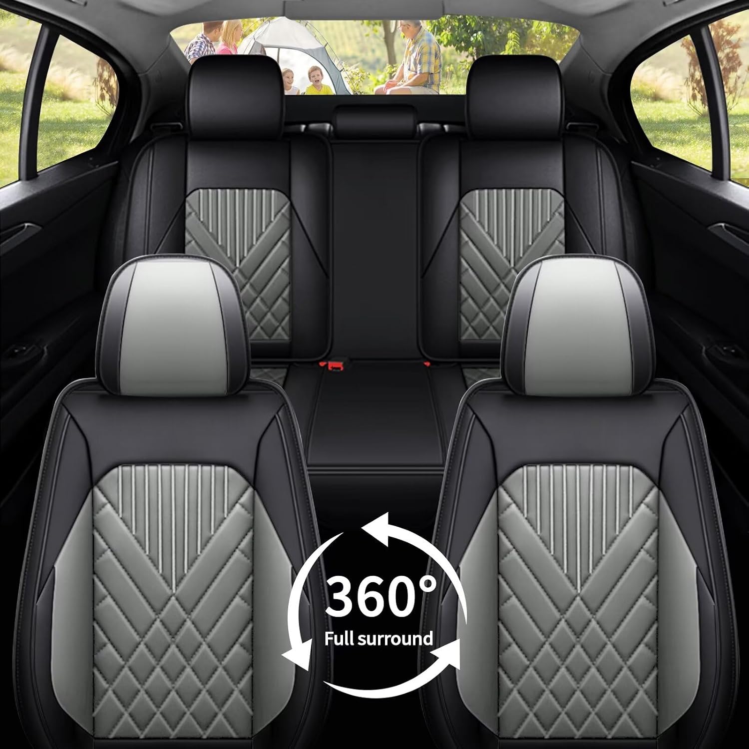 TTX LIGHTING Car Seat Covers for Toyota Corolla Cross 2022-2026 Waterproof Faux Leather Seat Cover Automotive Seat Protectors Full Set 5 Seats (Black&Grey)