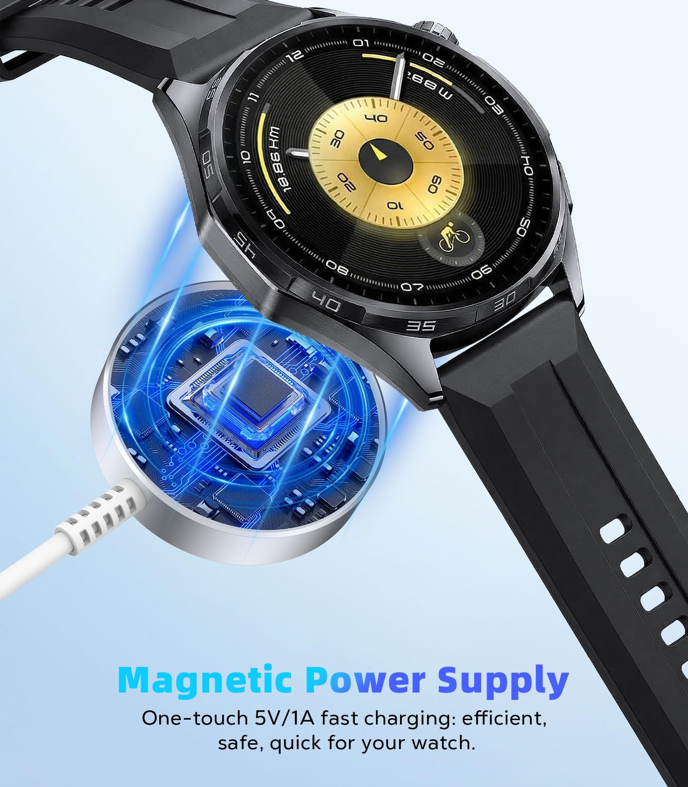 MoKo Magnetic Charger Compatible with Huawei Watch GT6/5/4/3/2 Pro/Watch 5/4/3/Fit 4/Ultimate/D2 - Standard & Pro Models, Aluminum Alloy Charger Dock with a 100 cm Charging Cable, White