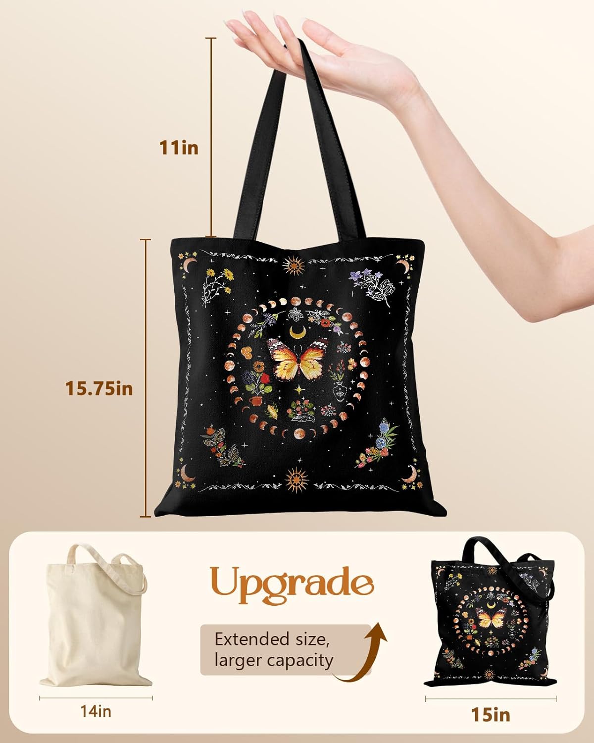 Canvas Tote Bag with Pockets - Aesthetic Reusable Totes for Women Ladies Cute Printed Cloths Canvas Shoulder Bag - Image 2