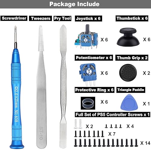 Miniatura 6 de IKPEK 6 Pack Analog 3D Joysticks Replacement for PS5 Controller, Joysticks Part with Repair Screwdriver Kit for Playstation 5 DualSense Controller