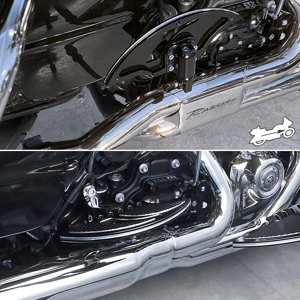 Rear passenger floorboards for Harley Touring sportster softail Tomahawk Male Mount Foot Pegs street glide FLHX Dyna Sportster XL (Passenger Floorboard -Black)