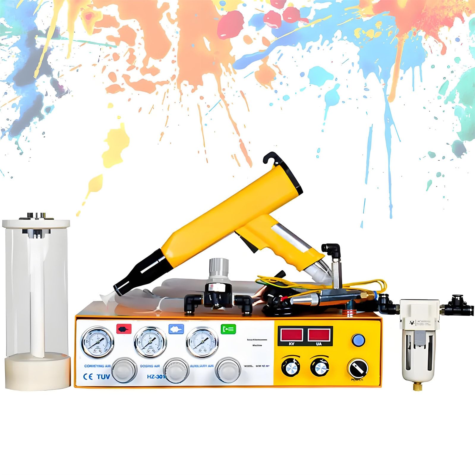 Pistola Pulverizadora De Recubrimiento En Polvo Electrostático Con Pantalla Dual, Pulverizador De Polvo Plástico Manual, Kit De Sistemas De Recubrimiento De Pistola De Pintura Para Bricolaje Doméstico