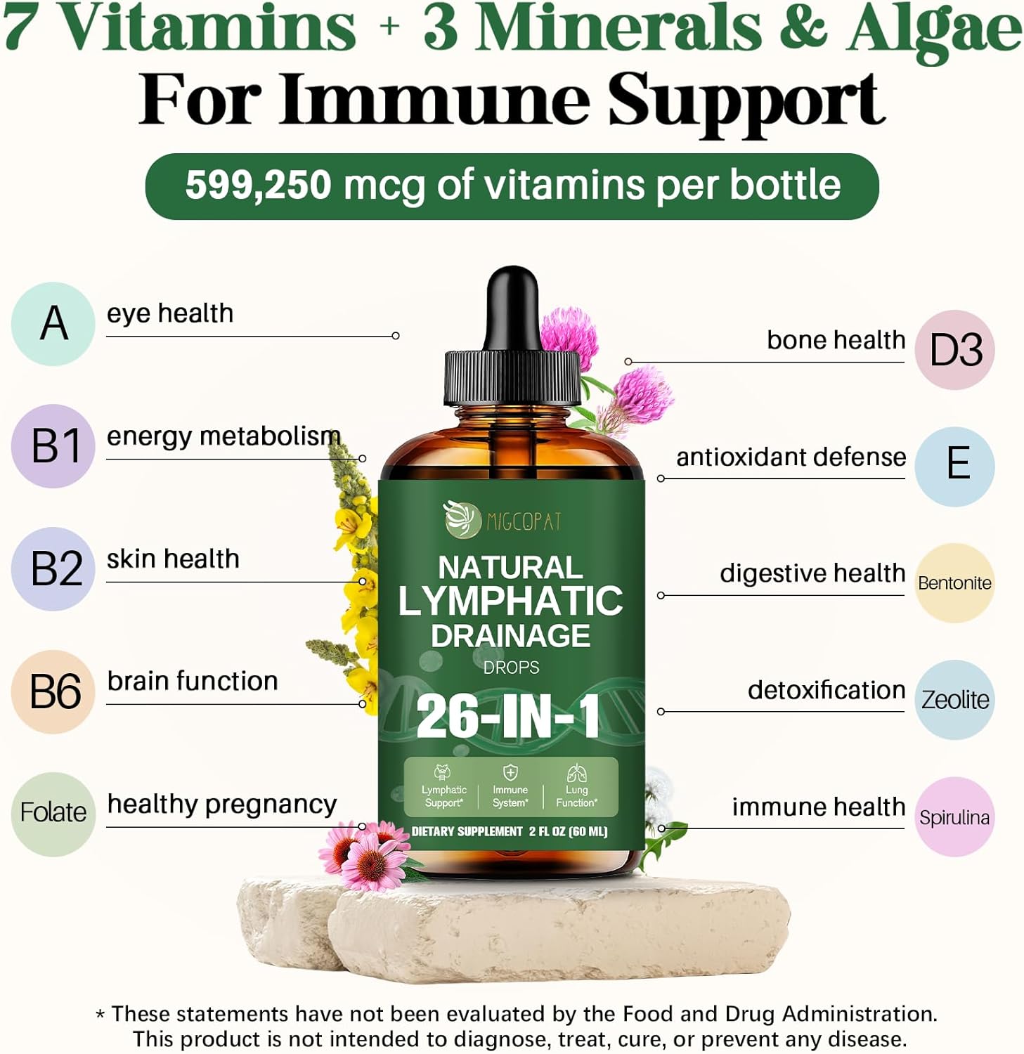 26-in-1 Liposomal Lymphatic Drainage Drops, Echinacea, Turmeric, Elderberry, Dandelion, Vitamins and Mullein Drops for Lungs, Lymphatic, Immune Support, Liver Cleanse Detox & Repair, 2 fl oz - Image 6