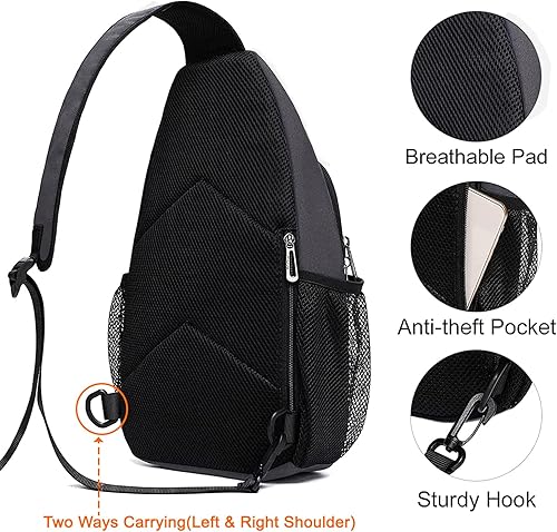 Miniatura 5 de MOSISO Mochila bandolera multiusos para viajes, senderismo, mochila cruzada de cuerda con bolsa de hebilla frontal y tira reflectante