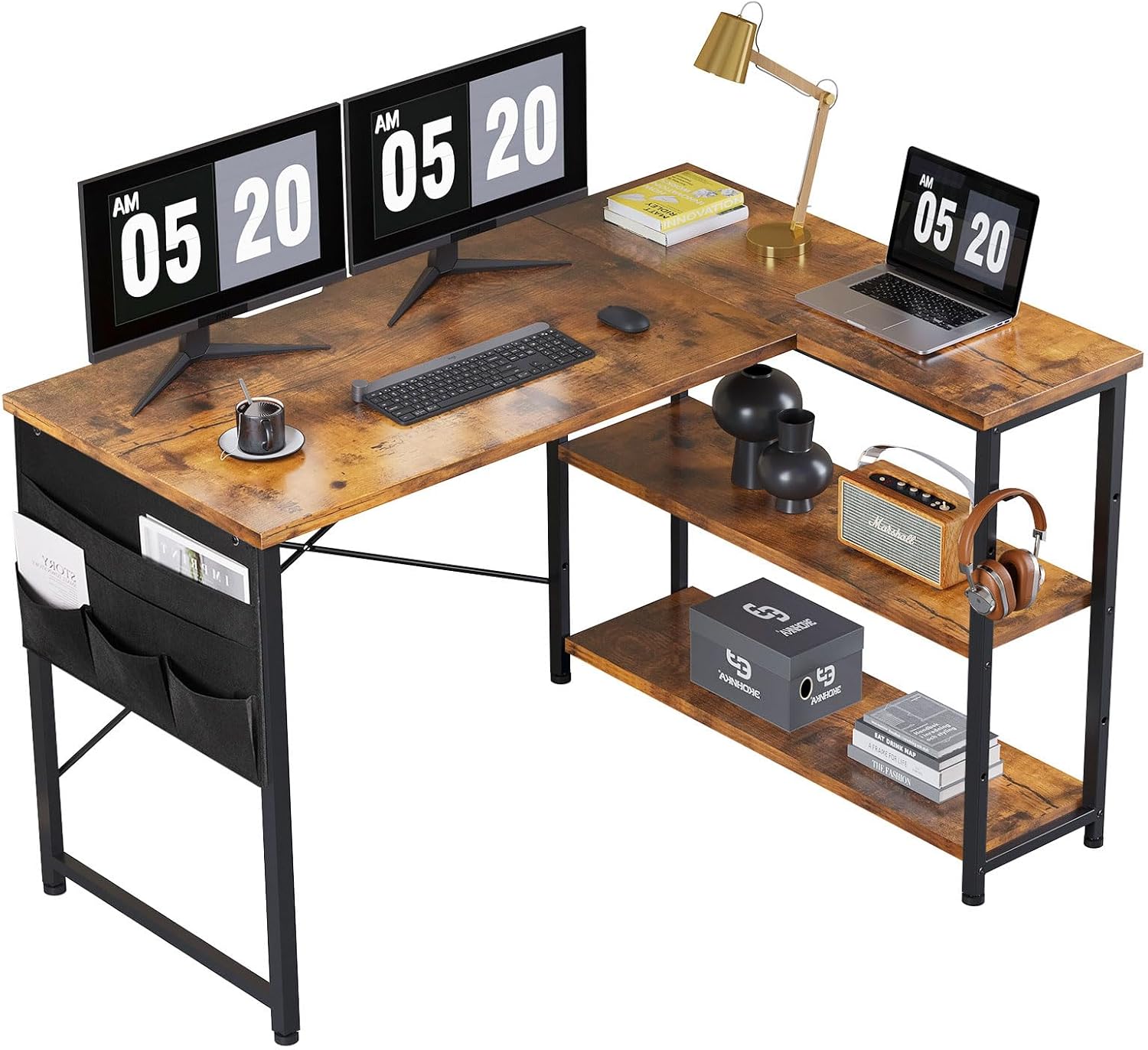 簡単組立】IKEA イョルスタ天板 × ブラック脚 デスク 配線トレー付き