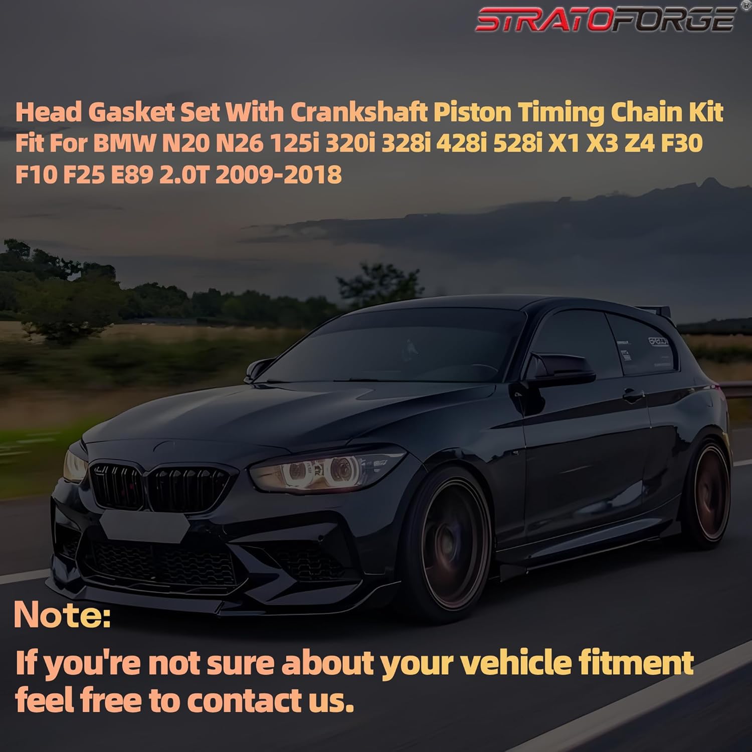 N20 N26 2.0T Rebuild Overhaul Kit with Crankshaft & Timing Chain Kit Piston(10:1) & Con-Rods & Bearing Set Fit For BMW 328i 428i 528i X3 28i/28ix X5 28ix 2.0T High Output 2009-2018