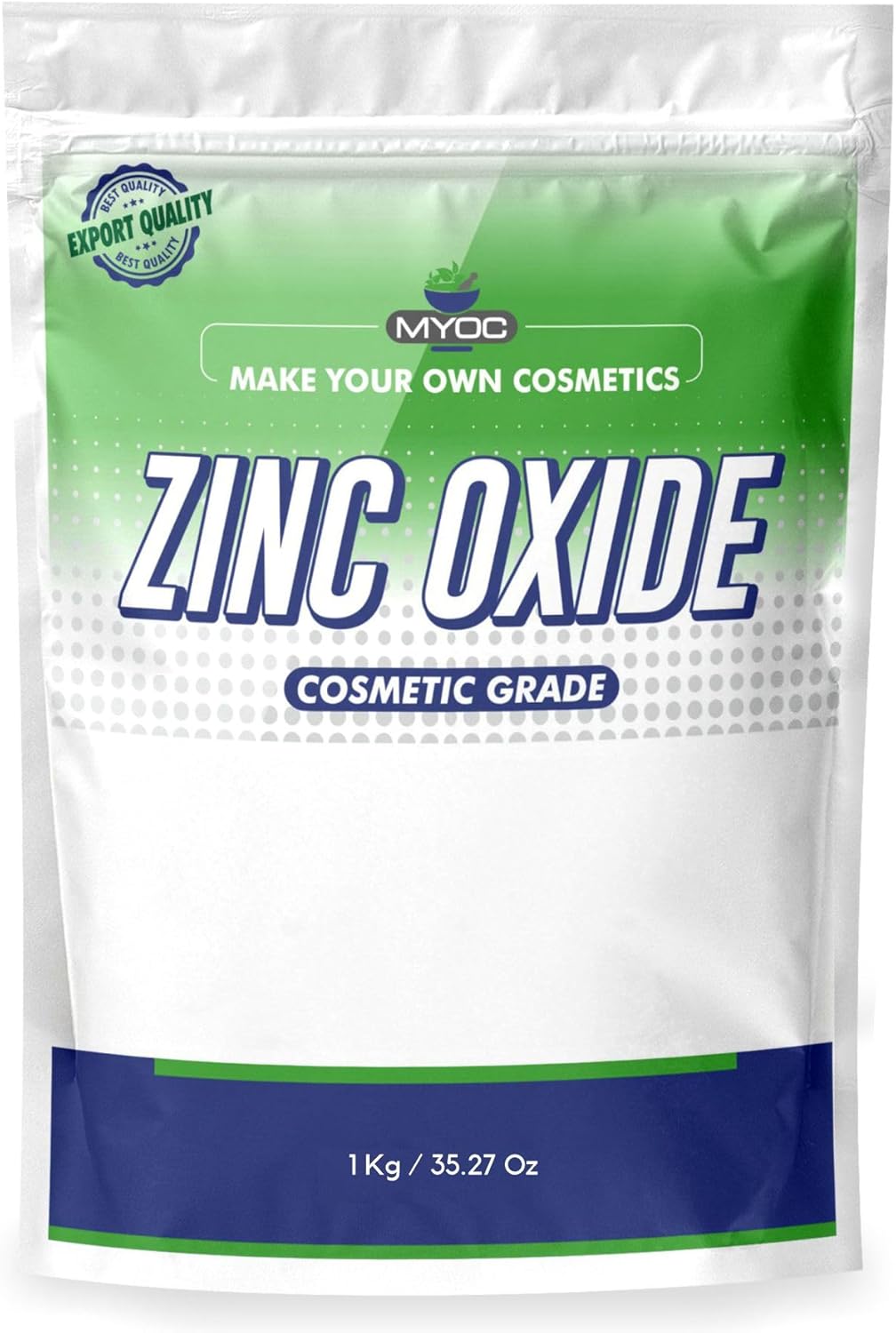 Myoc Zinc Oxide Powder – Cosmetic Grade | Fine Powder for DIY Skincare, Personal Care & Formulations – 1 Kg / 35.27 Oz