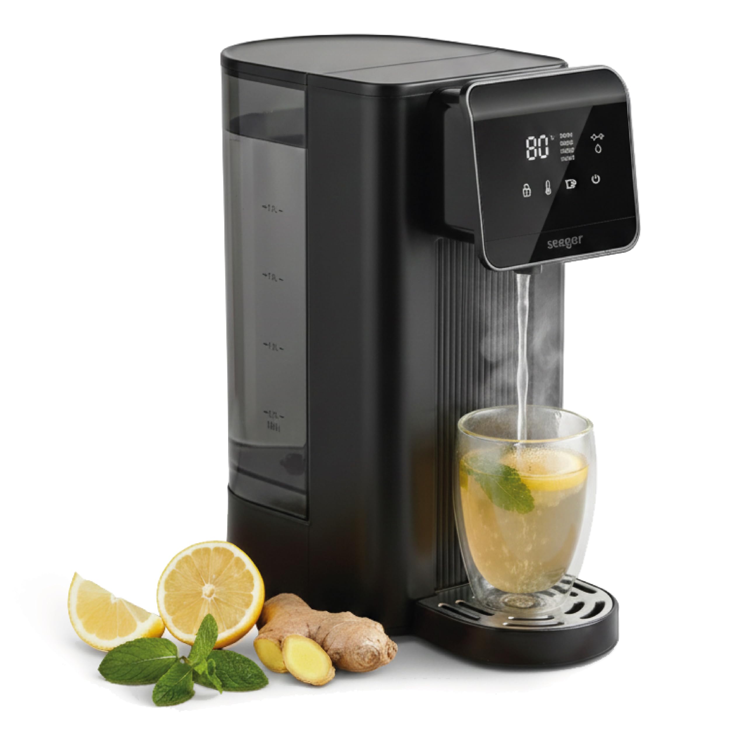 Seeger Distributeur d'eau chaude - De l'eau chaude en quelques secondes, Capacité 2.5 L, 8 Températures Réglables et 4 Volumes, 40-100 ℃, SGR1150BK