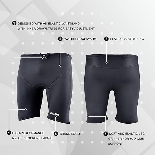 Miniatura 5 de REALON Wetsuit Shorts Neoprene Men 3mm Buoyancy Swim Pants Adult Women Sweat Wet Suit Trunks Jammers Keep Warm Water Sport Aerobics for Swimming