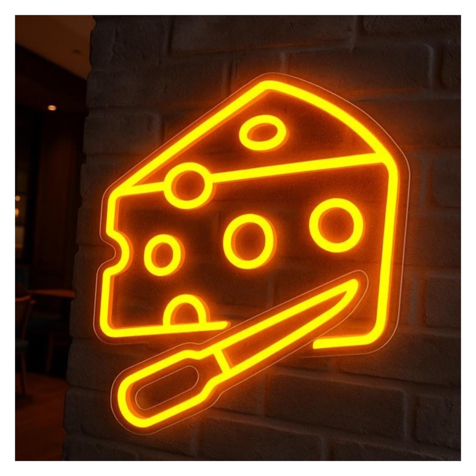Shouxi One Color Sign Lamp Cheese Neon Sign Usb Powered Lights Suitable For Bakery Dessert Shop Decor Round 40Cm