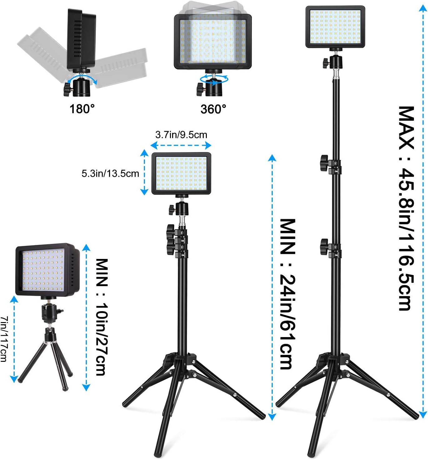 80% Off Discount Video Light 11 Brightness/4 Color Filters/Dimmable Photography Continuous Table Top Lighting/Adjustable Tripod Stand, USB Portable Fill Light for Video Shooting, Video Recording, Filming Lights
