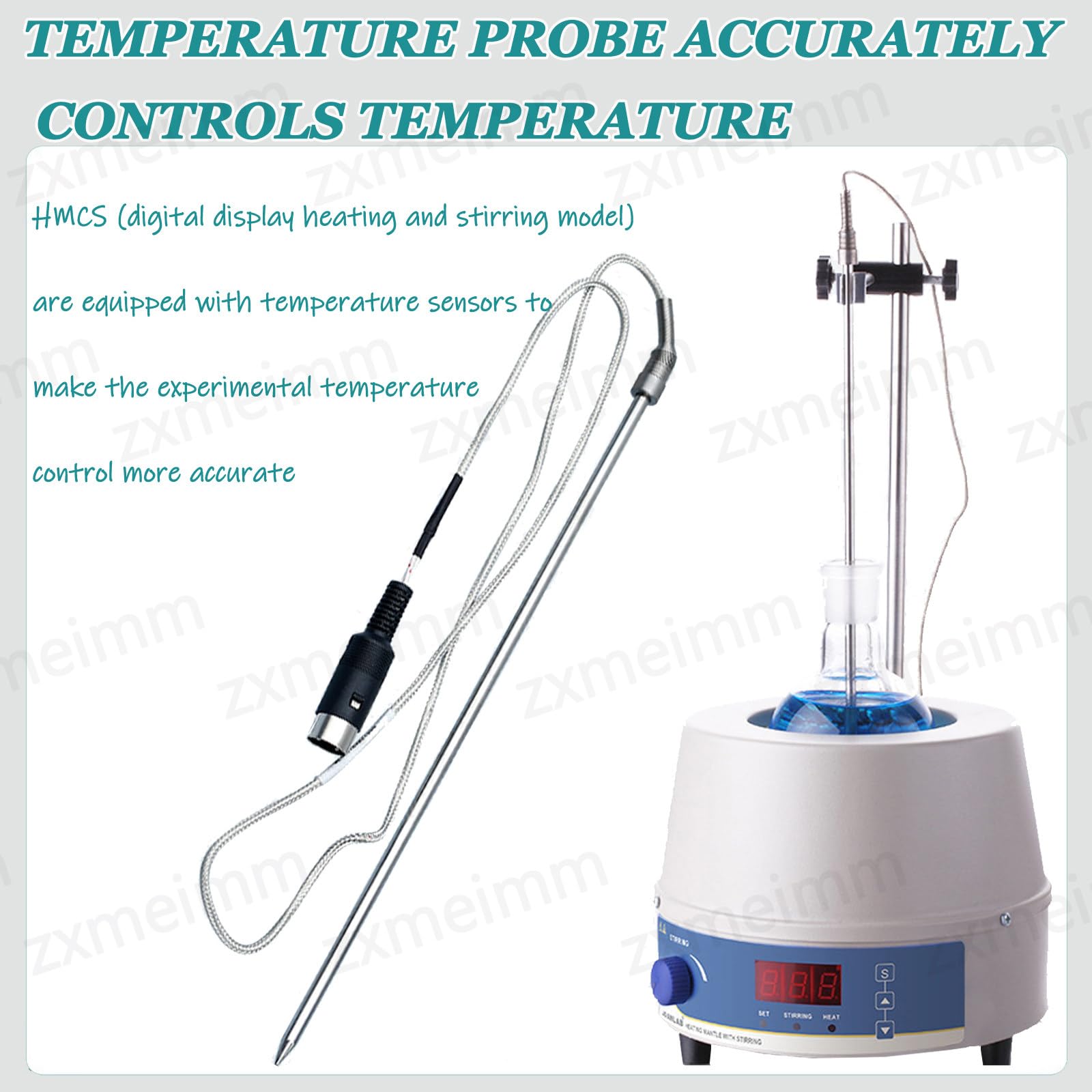 Calentador de balones de Laboratorio Agitador magnético,Manta calefactora termostática con sonda de Control,función de Temporizador,Manta calefactora 500ml