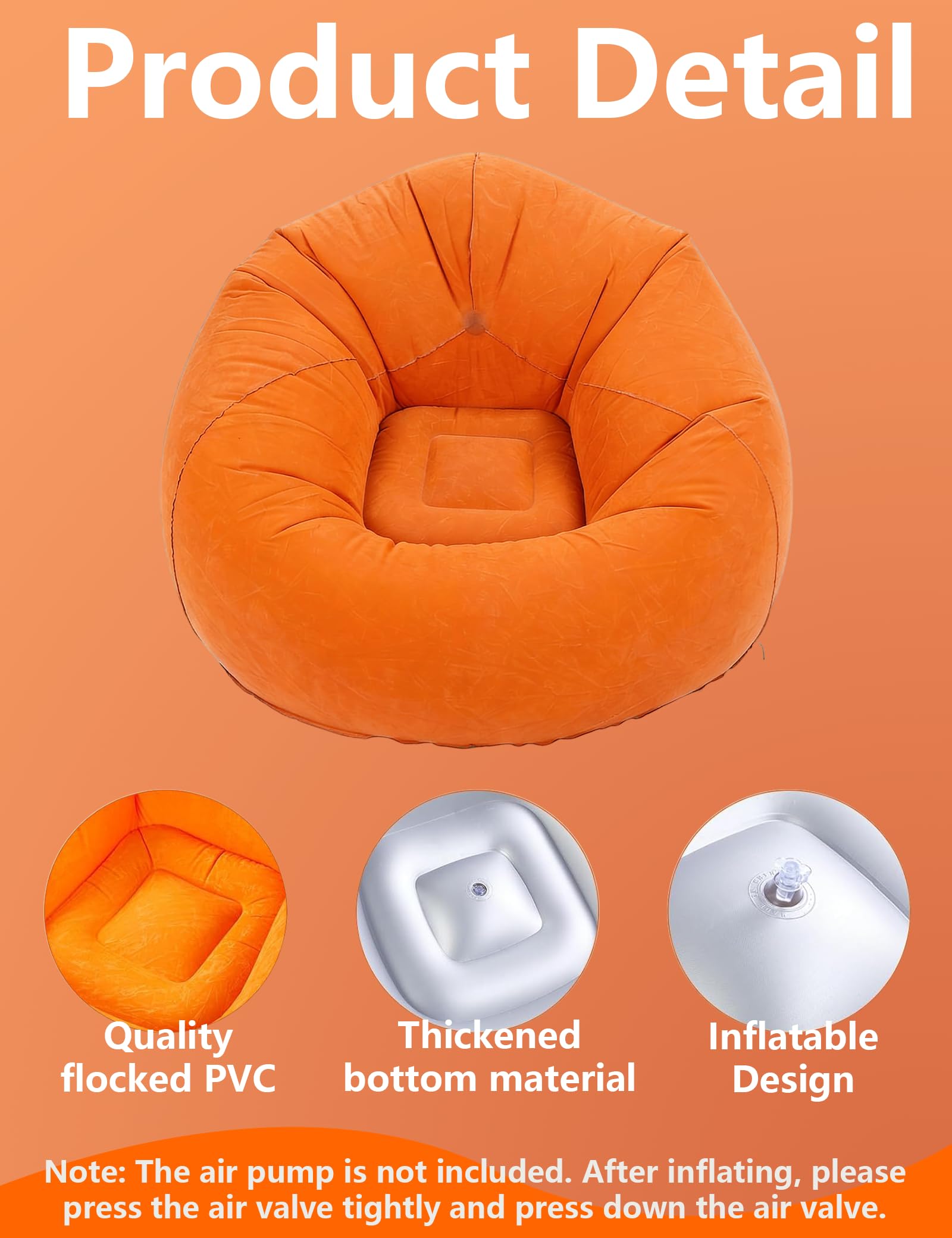 Aufblasbare Couch, Komfortabler Aufblasbarer Sitzsack für Erwachsene, Tragbarer Sitzsack Aufblasbar für Wohnzimmer, Balkon, Outdoor Camping