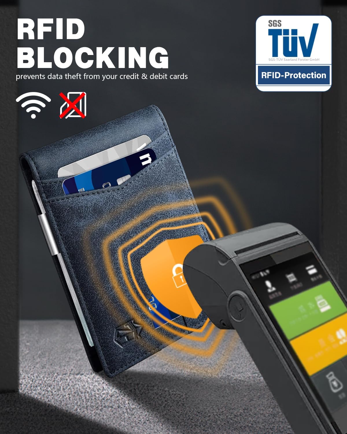 Zitahli Money Clip Wallets for Men,Slim Bifold Wallet 10-12 Cards, Mens Leather Wallet with ID Window,RFID Blocking Thin Minimalist Credit Card Holder,Gifts for Him - Image 3