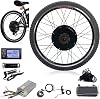 E-Bike Motor Wheel Conversion Kit Rear Wheel Drive 24in 1000W with Power Controller Display Turn Bike to Ebike Electric Wheel Motor Bicycle Modification Parts Kits Black 24in Rear Drive 1KW