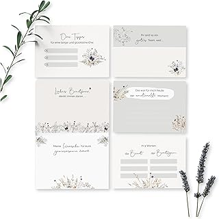 20 individuelle Gästebuch-Karten für die Hochzeit/Fragekarten zum Ausfüllen/süßes Hochzeitsgeschenk/Hochzeitsspiel/Boho Hochzeit Greenery / 10,5cm x 7,4 cm (DIN A7)