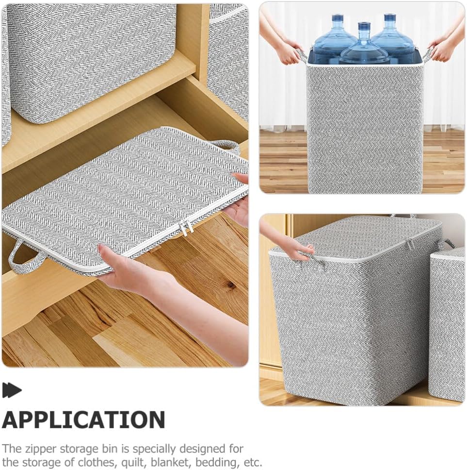 Unomor Large Capacity Clothing Storage Bag with Zipper and Handles Fabric Organizer for Blankets Quilts Bedding Storage Closet and Moving Use 22X22X22 Inches