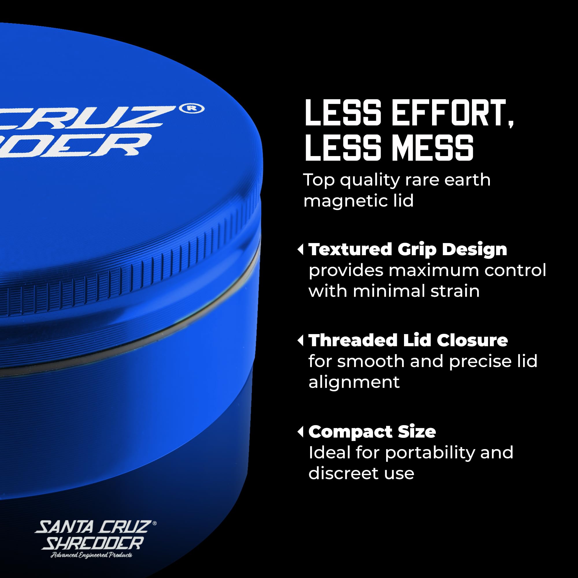 Santa Cruz Shredder Jumbo Gewürzmühle aus Metall mit strukturiertem Griff, 2-teilig, 10,2 cm, Blau