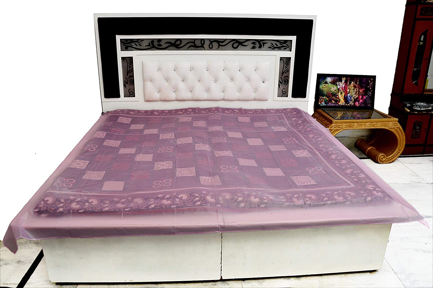 Online Traders Baby Waterproof Plastic Sheet Double Bed King Size for Mattress Protection 7.5 x 6.5 feet (Rinkle Pink)