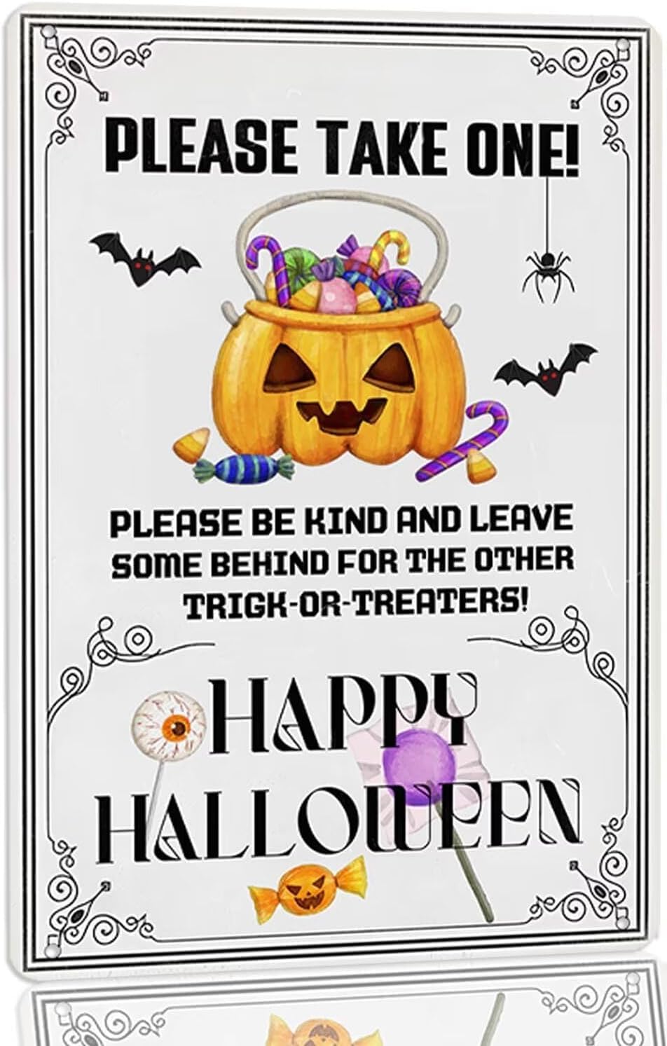 Pivjhf Signage Please Take One Be Kind And Leave Some Behind For The Other Trick Or Treaters Metal Tin Sign Halloween Party Decoration Home Decor Patio Porch Front Door Plaque Signs 8X12 Inch