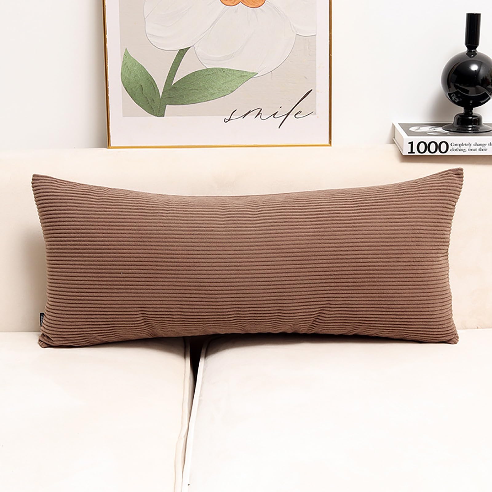 YSPZDQ Long Soft Fluffy Corduroy Pillow Case and Cushion Covers, Decorative Rectangle Bolster Body Pillow Cover with Zipper Closure No Insert for Livingroom Sofa Bedroom Bed(Brown,120 x 40 cm)