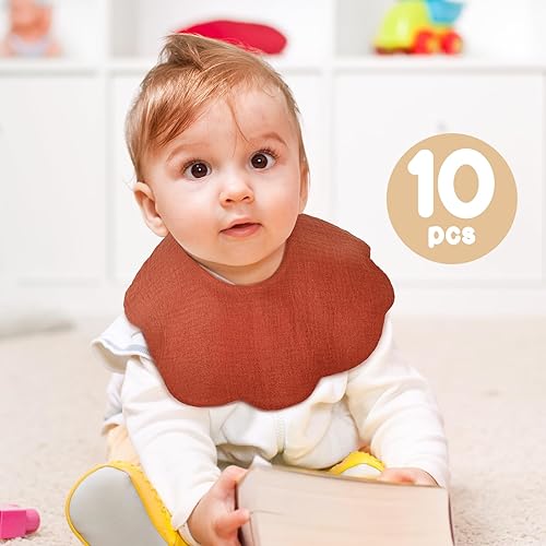 Miniatura 5 de Baberos de muselina para bebé niña niño para babeo y dentición, paquete de 10