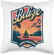 Belize Beach Bliss: Fun Family Getaway Designs Belize Family Vacation: Funny Matching Beach Cruise Fun Throw Pillow, 16x16, Multicolor