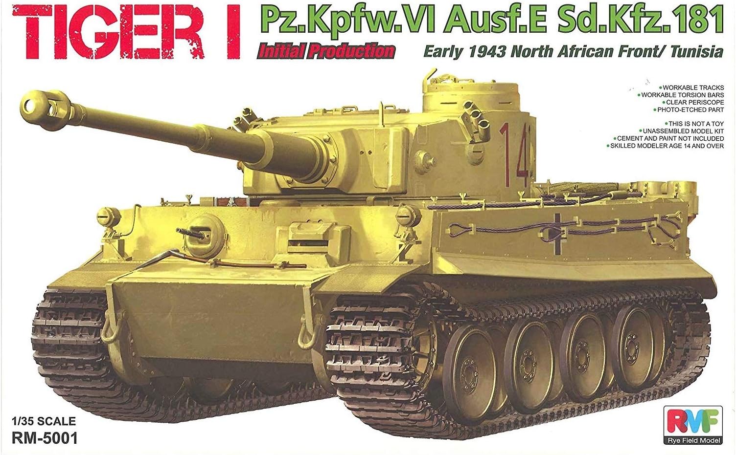 Rye Field Model 1/35 Tiger I Pz.Kpfw.VI Ausf.E Sd.Kfz.181 Model Kit