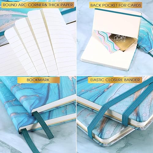 Miniatura 5 de Cuadernodiario rayado  Diario rayado, 8.25 x 5.5 pulgadas, tapa dura, marcapáginas, bolsillo trasero grueso, se coloca plano 360 para escribir