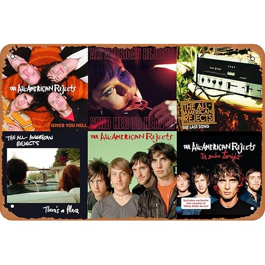 Clilsiatm The All-American Rejects Poster Band Tin Sign Vintage Metal Sign Home Bar Retro Decor Gift 8x12 Inch