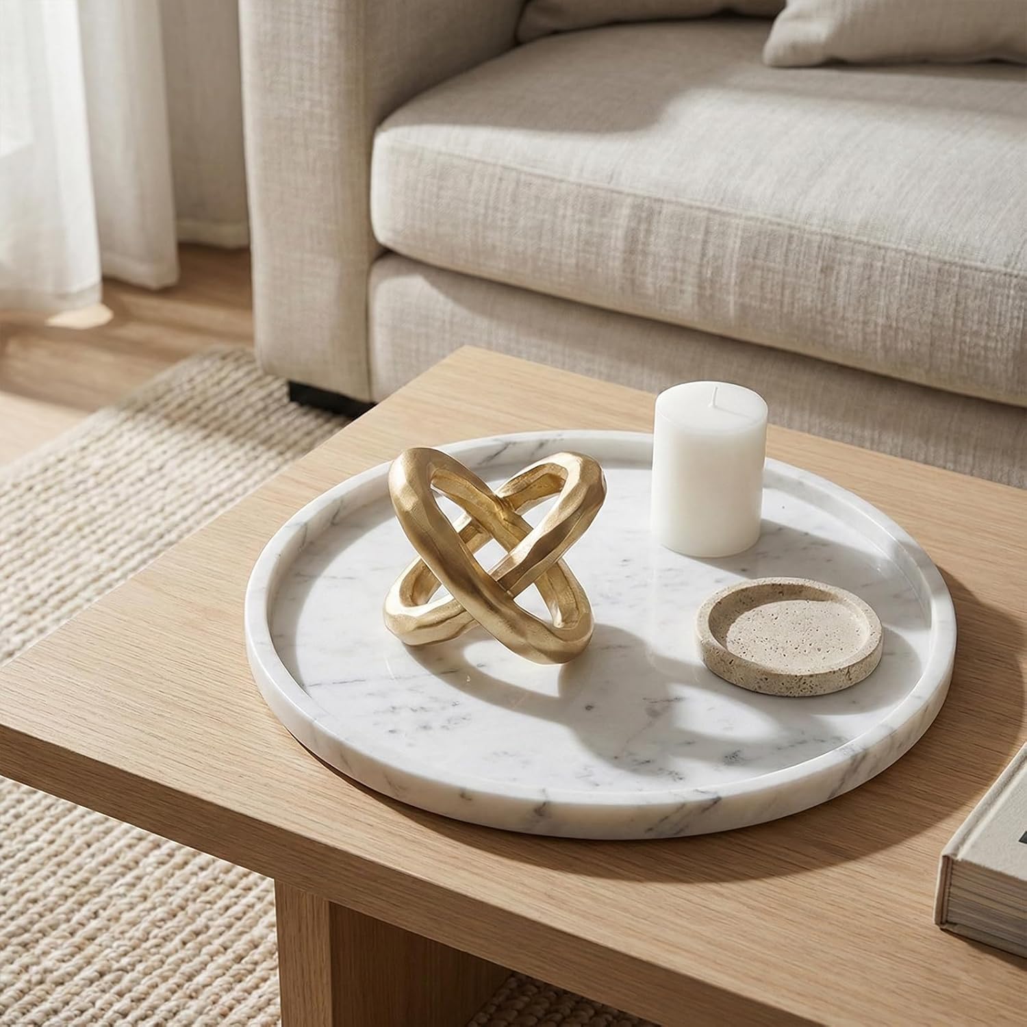 LCCCK Gold Knot Decor for Coffee Table, Modern Geometric Sculpture TV Stand Decor Accent, Gold Statue Infinite Knot for Bookshelf Entry Table and Living Room Home Decorations Objects