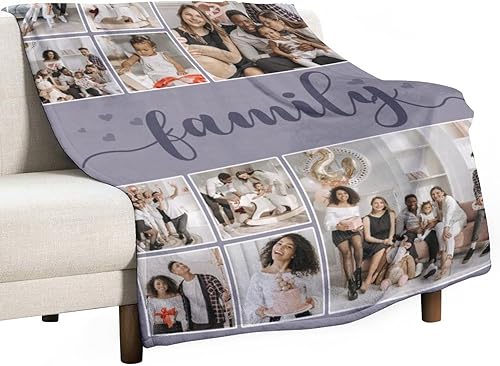 Miniatura 8 de Manta personalizada con fotos fabricada en Estados Unidos, manta personalizada para regalo conmemorativo de 10 fotos, manta personalizada para