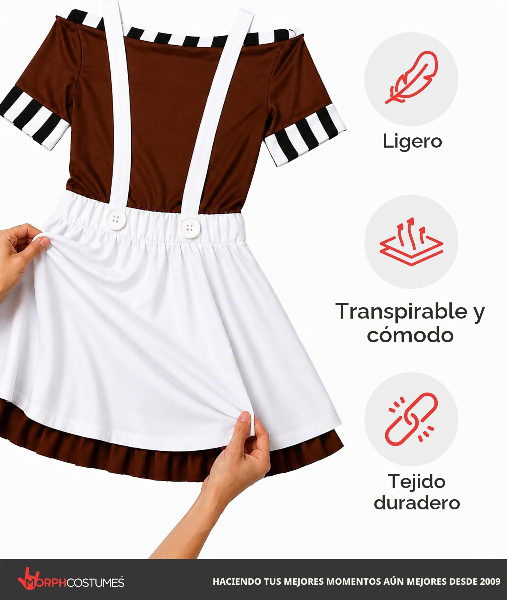 Fun Shack Disfraz Trabajadora Fábrica Chocolate Mujer y Peluca, Disfraces Personaje Película, Disfraz Halloween y Carnaval