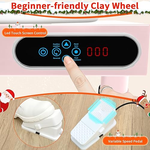 Miniatura 3 de MZOKUU Rueda de cerámica para adultos, rueda de cerámica de 10 pulgadas que forma la máquina con pantalla táctil LCD 50-320 RPM velocidad ajustable