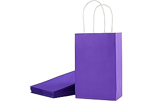 SUNCOLOR 24 Pack 8" Purple Paper Bags: Durable, Versatile Goodie Bags