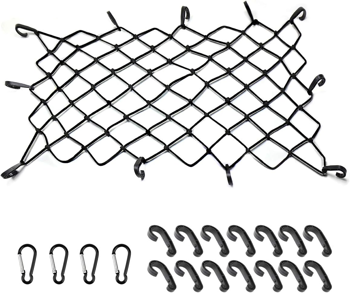 Cargo Nets 47" x 36",6mm Premium Bungee Cord Net,3" x 3" Grid Mesh Cargo Net,Auto Roof Tie-Down Net with 14 Hooks