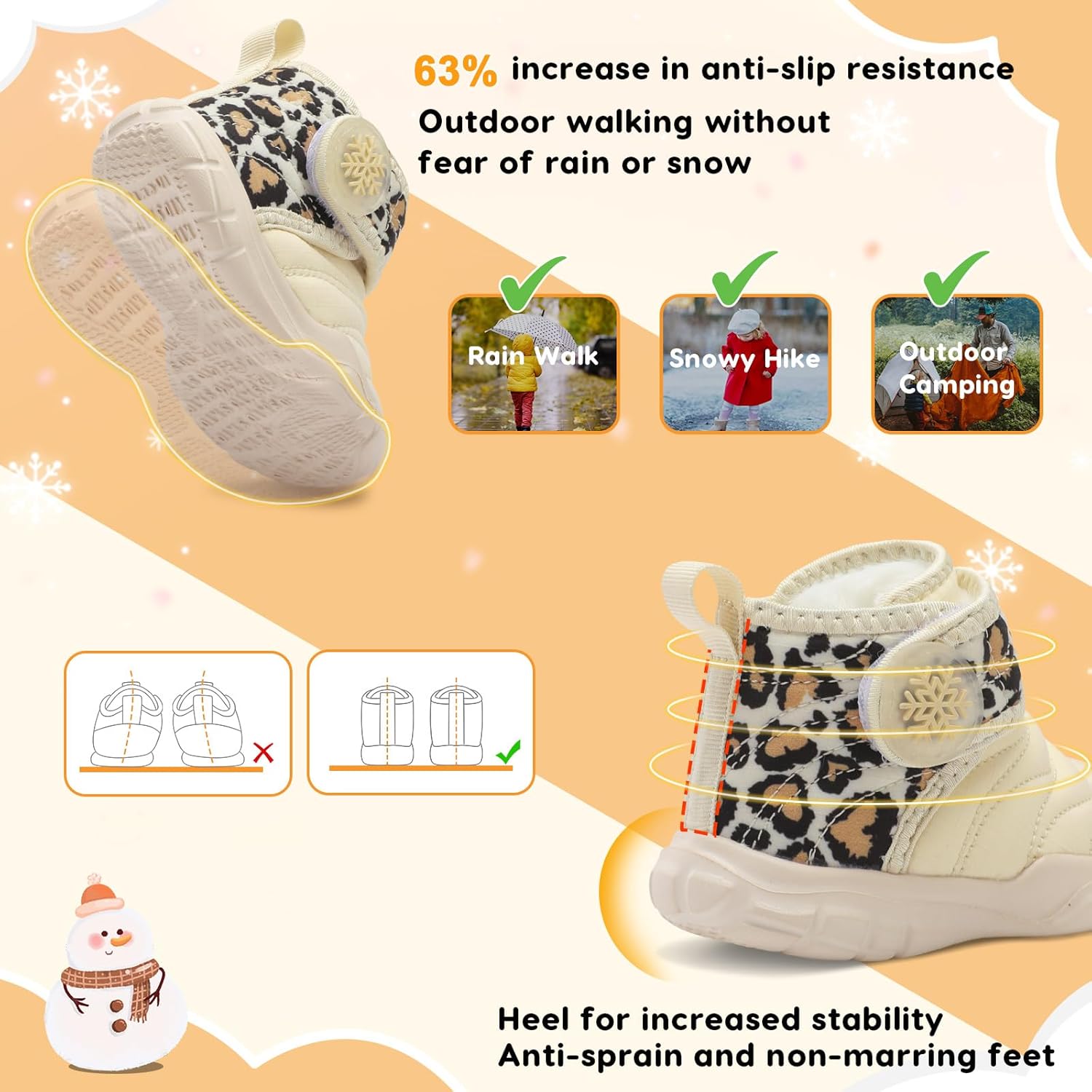 FEETCITY Baby Winter Warm Shoes Cozy Fleece Snow Boots Boys Girls Infant First Walking Shoes Water Resistance Booties - Image 6