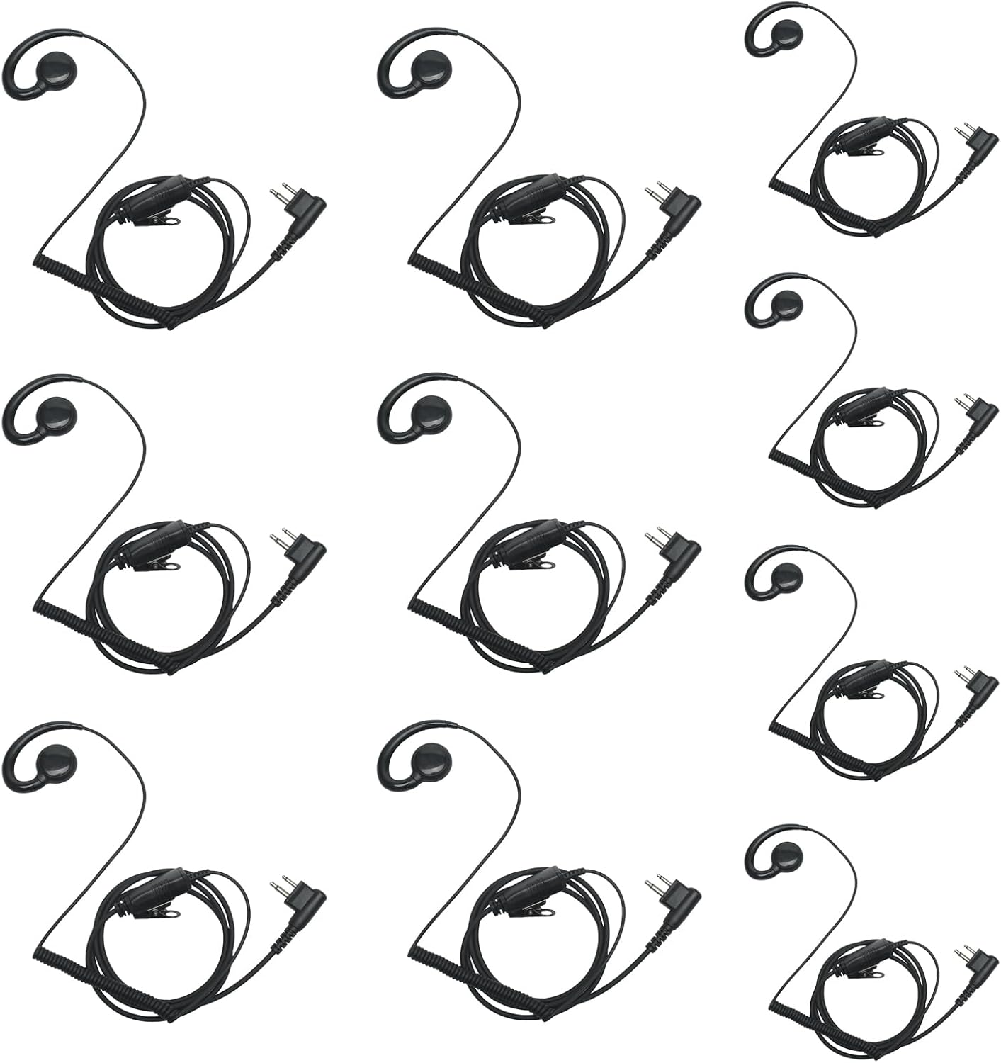 Rdm2070d Earpiece Walkie Talkie Headset with Mic Ptt Compatible with Motorola 2 Way Radio Cp200d Cp200 Cp185 2 Pin C Shape,10 Pack