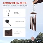 VEVOR Wind Chimes for Outside, 45 in Deep Tone with 6 Tubes, Unique Large Memorial for Anniversary, Amazing Outdoor Decor, Patio, Porch, Garden and Backyard, Bronze