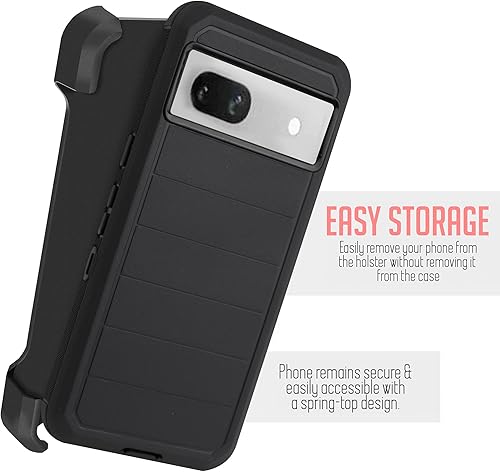 Miniatura 3 de Funda para Google Pixel 8, con clip para cinturón, protección de cuerpo completo, protector de pantalla integrado, funda para teléfono con función