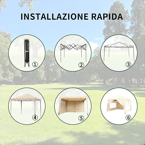 ISE - 3 x 3 m Garden Gazebo Tent Reception Pavilion Aluminium Foldable, Sturdy, Waterproof with 4 Side Walls for Gardens, Parties, Camping, Festivals, Beer, UV50 + - 6