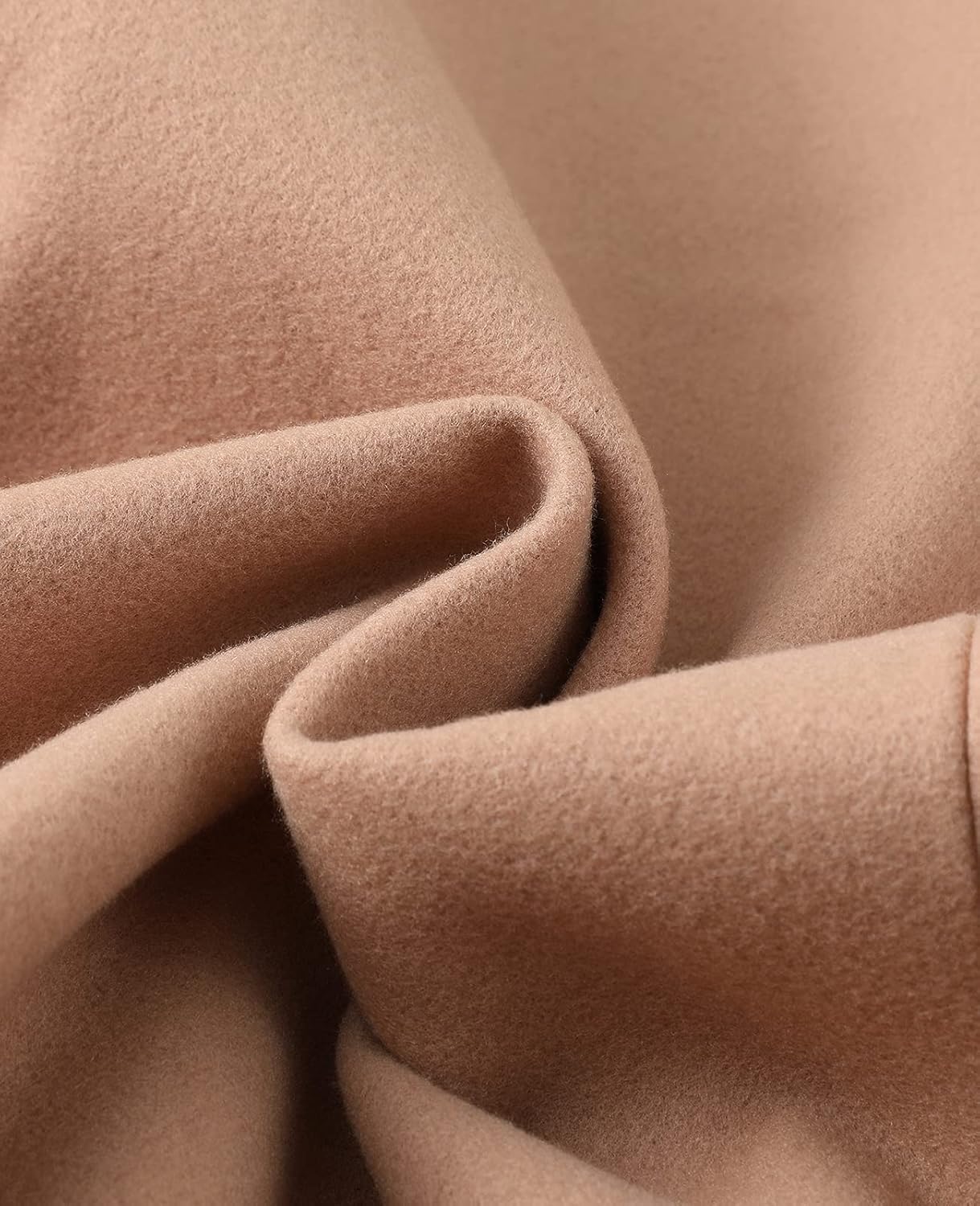 Up-Close View of a Wool Blend Coat's Soft Fabric Texture