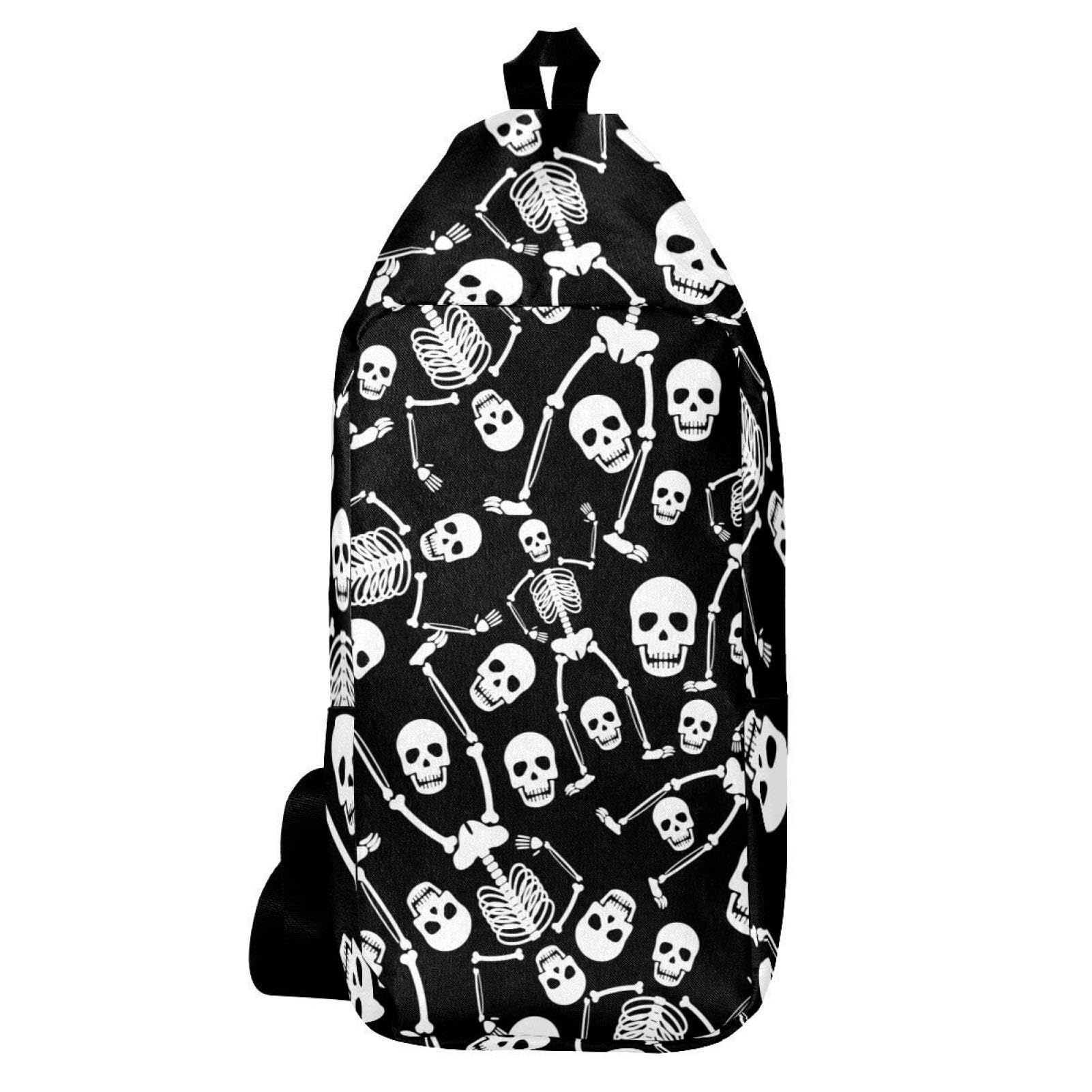 Mochila bandolera de calavera multicolor ideal para tus rutas de senderismo y viajes 6