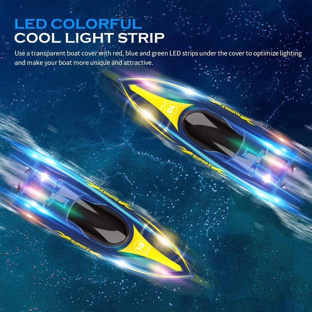OBEST 2,4 GHz Bateau Radiocommandé, RC Bateau, avec lumières LED et poupées de Simulation, 2