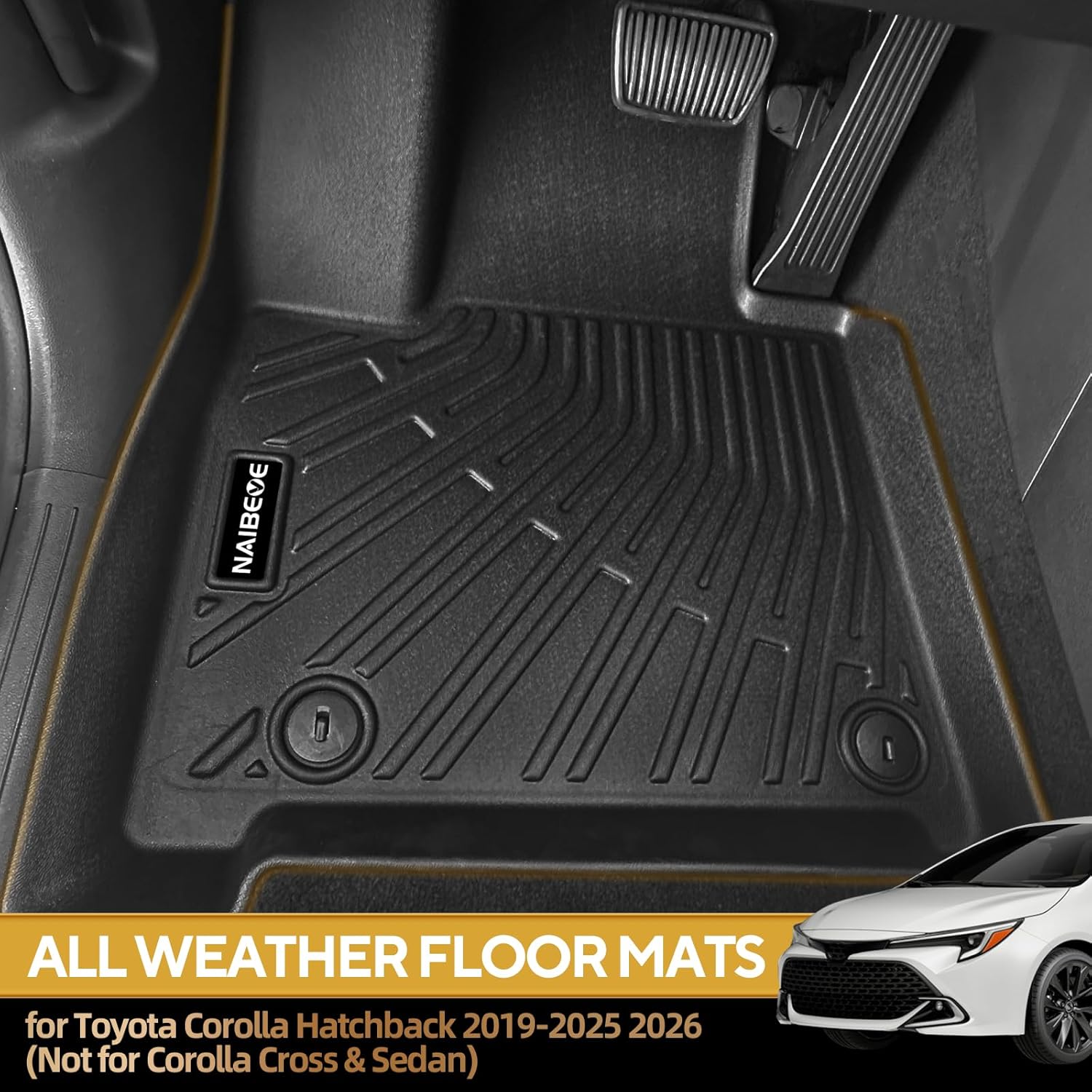 naibeve floor mats for toyota corolla hatchback 2019-2025 2026(not for corolla cross & sedan)- all weather for corolla hatchback floor mats trunk mat backrest mats accessories 1)corolla hatchback|2019-2026