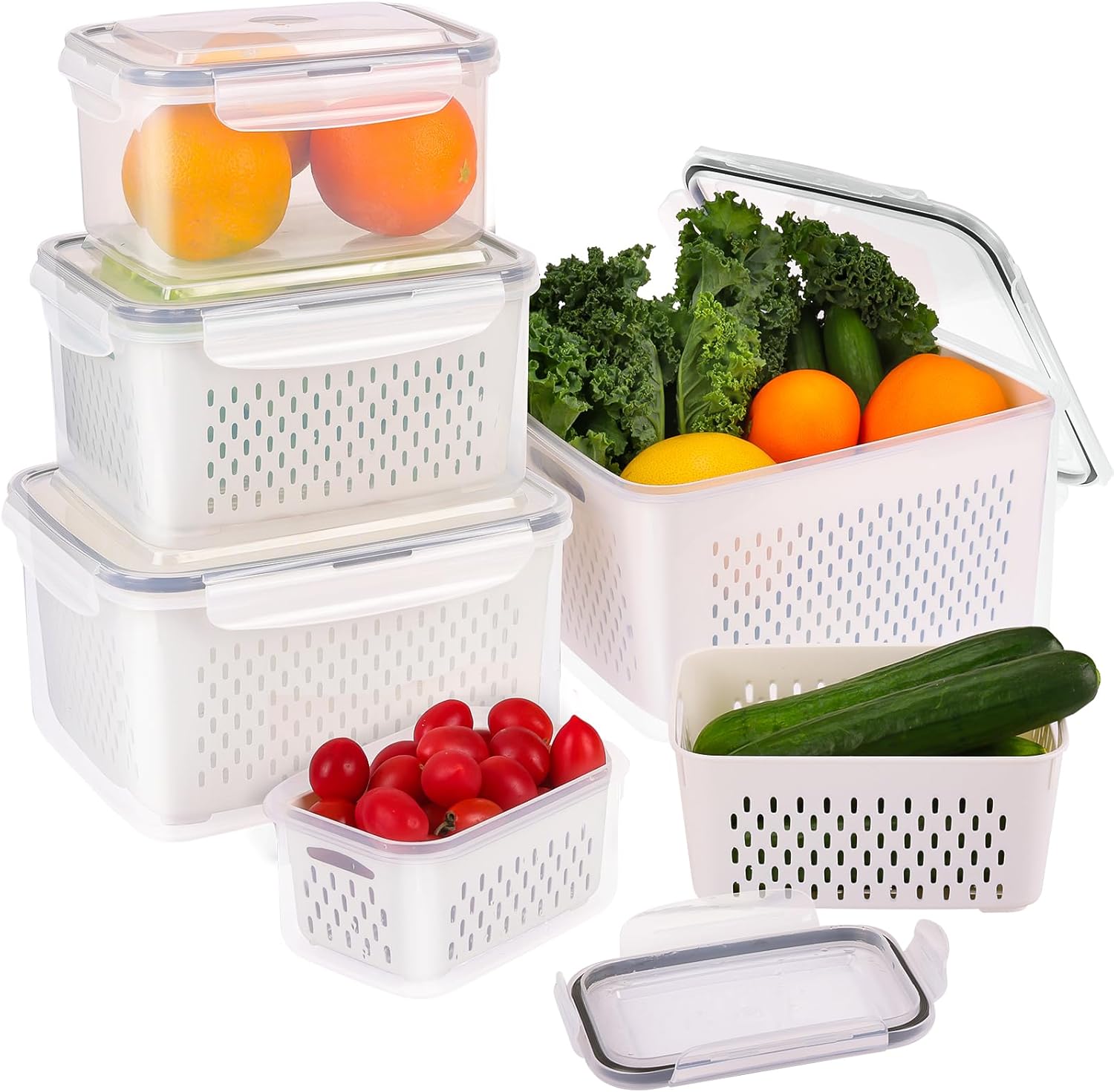 Moretoes 5pcs Fruit Containers for Fridge, Clear Berry