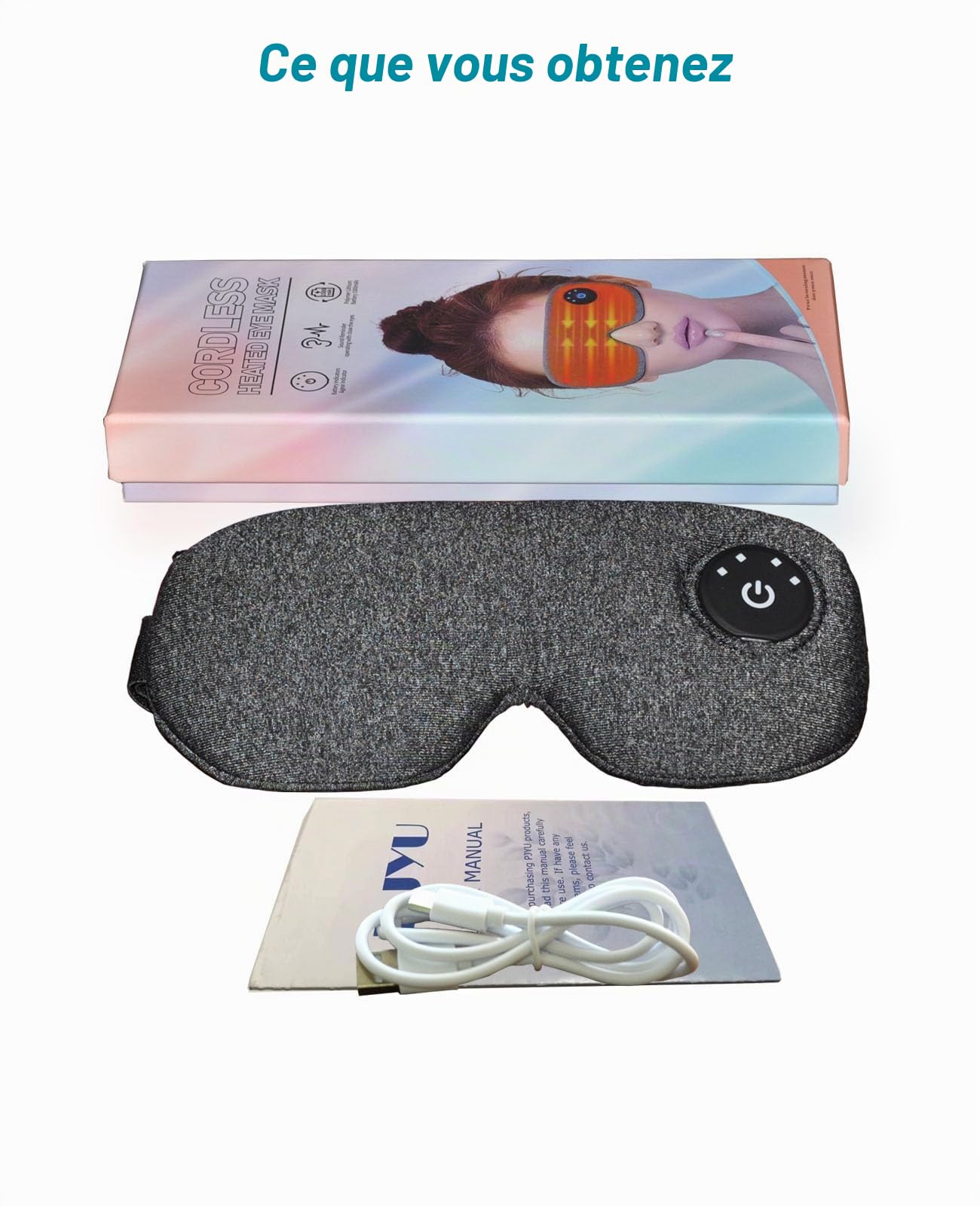 Masque Chauffant Yeux pour les yeux secs, électrique USB Masque Yeux Chauffant sans fil pour la blépharite, la Chalazion, la Fatigue Oculaire (Gris foncé)
