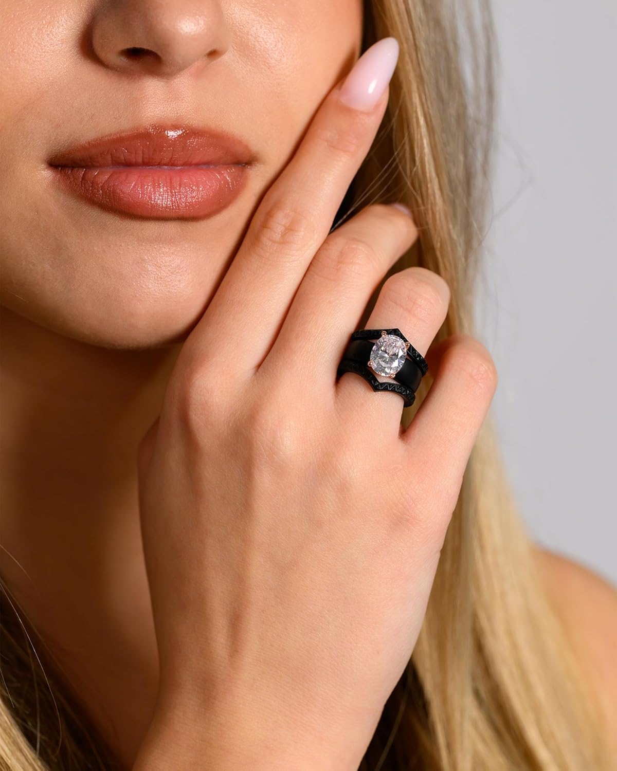 Rinfit Silicone Ring with Stone - Oval Cut Cubic Zirconia Solitaire Engagement Ring for Women - Rubber Wedding Bands - Patented Design - Image 3