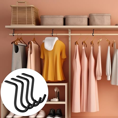 Vista 10 de Gisafai 4 soportes centrales de barra de armario de 1-1/2 pulgadas, soportes de montaje en pared de metal resistente para estantes, armario, barra